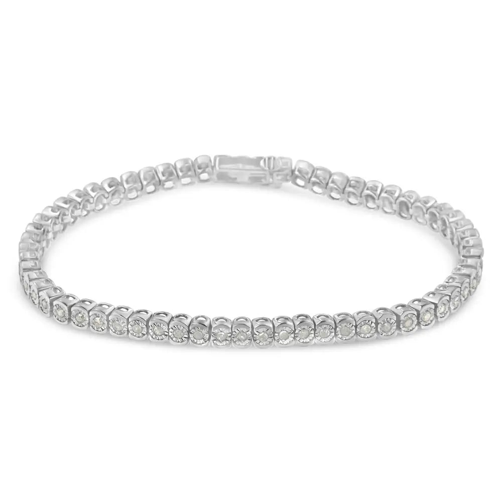 .925 Sterling Silver 1.0 Cttw Diamond Miracle-set Cut-circle 7’’ Tennis Bracelet (i-j Color I2-i3 Clarity) - Fine