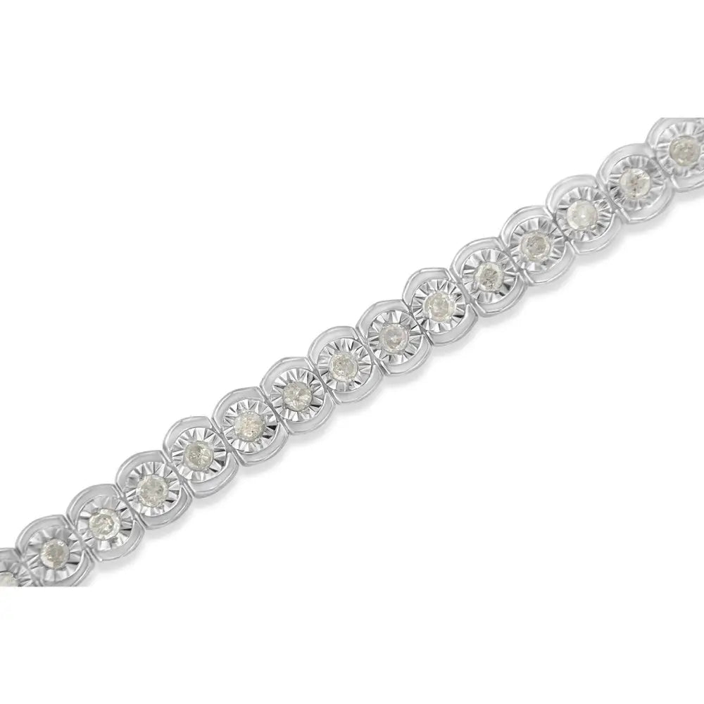 .925 Sterling Silver 1.0 Cttw Diamond Miracle-set Cut-circle 7’’ Tennis Bracelet (i-j Color I2-i3 Clarity) - Fine