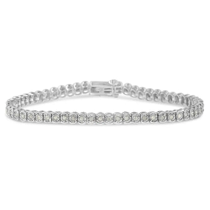 .925 Sterling Silver 1.0 Cttw Diamond Miracle-set Cut-circle 7’’ Tennis Bracelet (i-j Color I2-i3 Clarity) - Fine