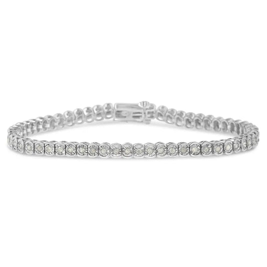 .925 Sterling Silver 1.0 Cttw Diamond Miracle-set Cut-circle 7’’ Tennis Bracelet (i-j Color I2-i3 Clarity) - Fine