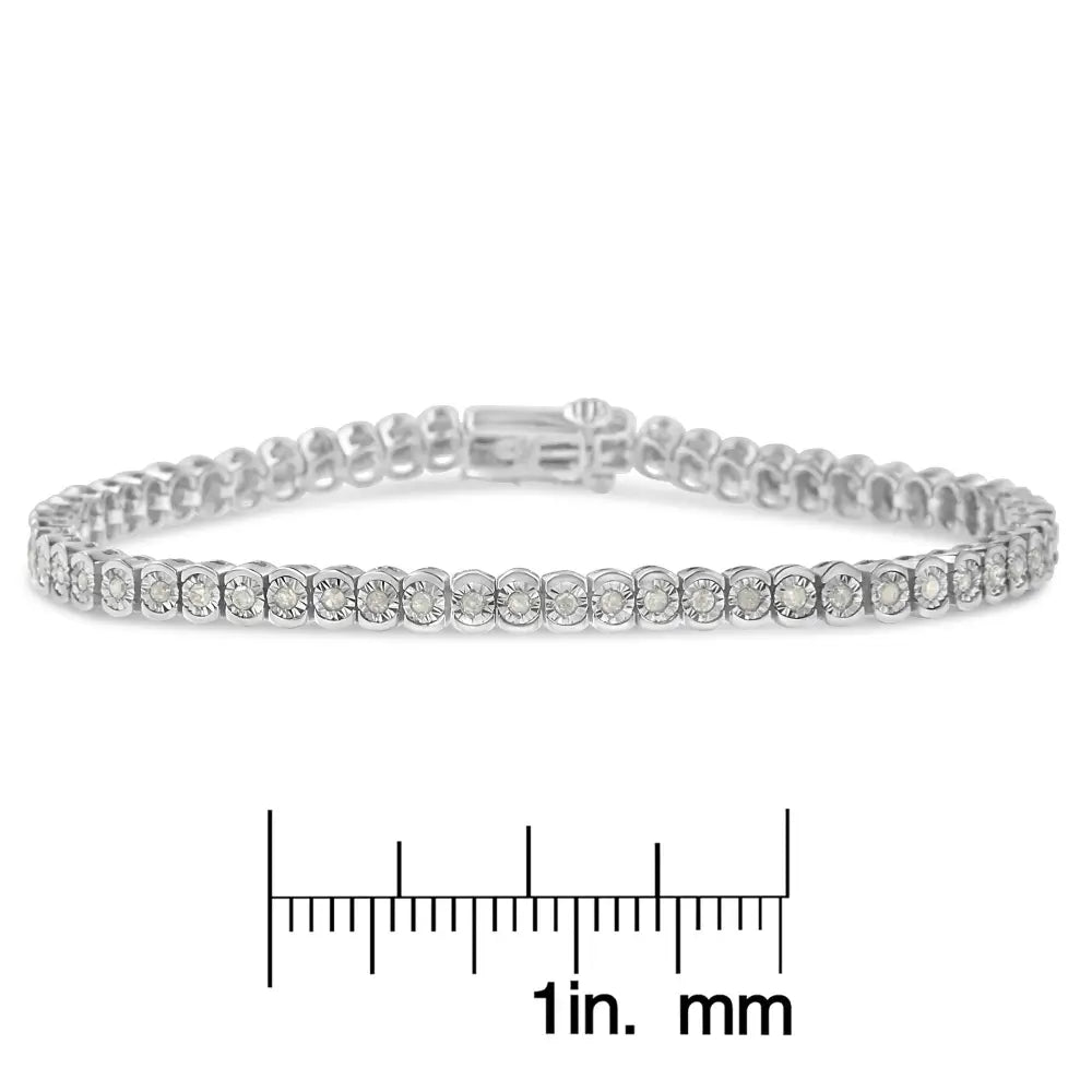 .925 Sterling Silver 1.0 Cttw Diamond Miracle-set Cut-circle 7’’ Tennis Bracelet (i-j Color I2-i3 Clarity) - Fine