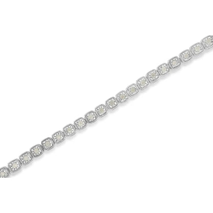 .925 Sterling Silver 1.0 Cttw Diamond Miracle-set Square Milgrain 7’’ Link Tennis Bracelet (i-j Color I3 Clarity)