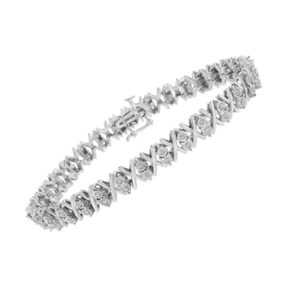 .925 Sterling Silver 1.0 Cttw Diamond Miracle-set X-link 7’’ Tennis Bracelet (i-j Color I3 Clarity) - Fine Jewelry