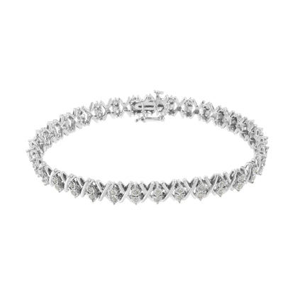 .925 Sterling Silver 1.0 Cttw Diamond Miracle-set X-link 7’’ Tennis Bracelet (i-j Color I3 Clarity) - Fine Jewelry