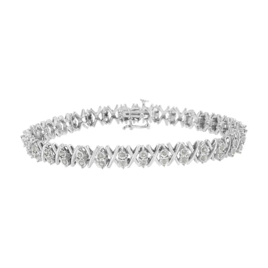 .925 Sterling Silver 1.0 Cttw Diamond Miracle-set X-link 7’’ Tennis Bracelet (i-j Color I3 Clarity) - Fine Jewelry