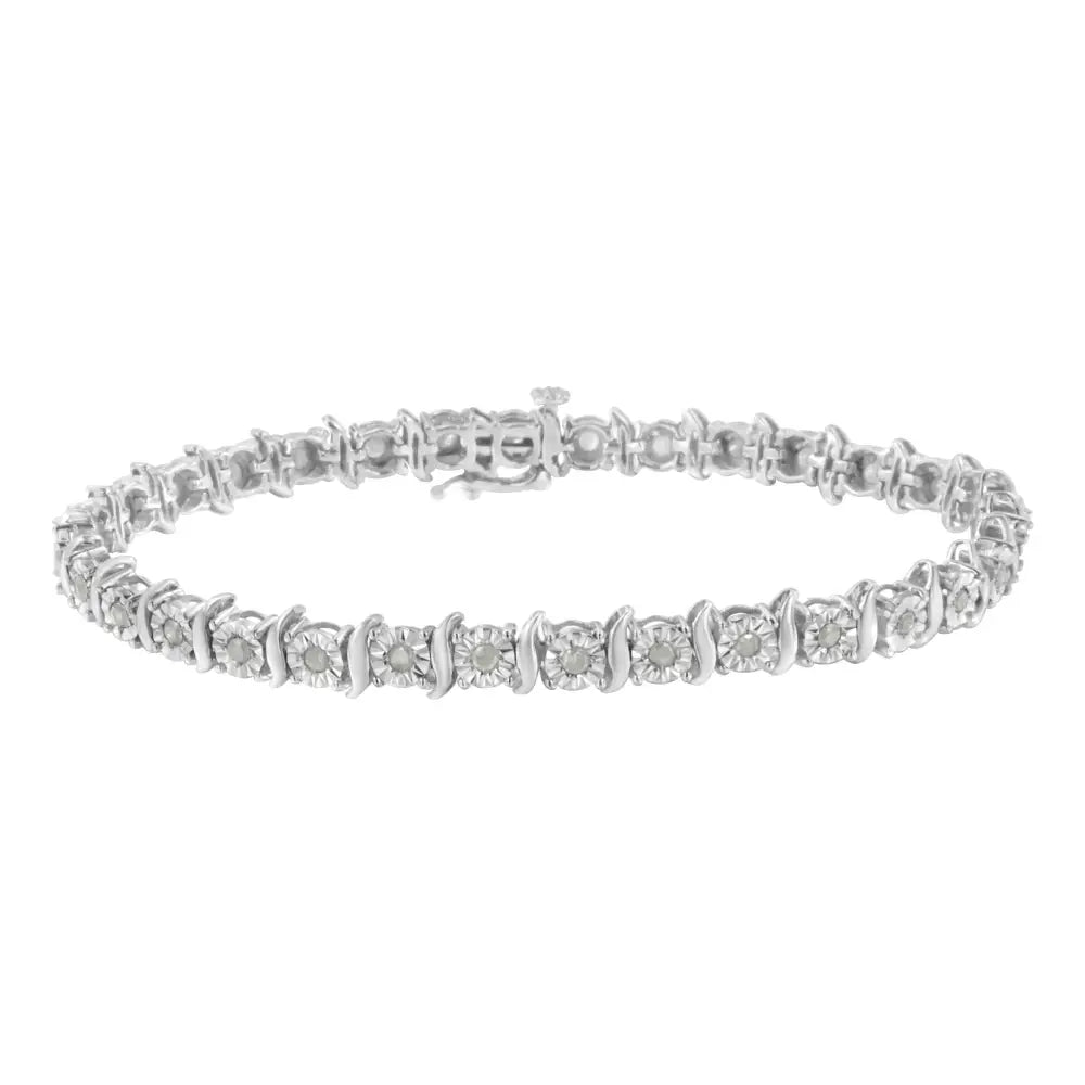 .925 Sterling Silver 1.0 Cttw Diamond S-curve Link Miracle-set Tennis Bracelet (i-j Color I3 Clarity) - Fine Jewelry