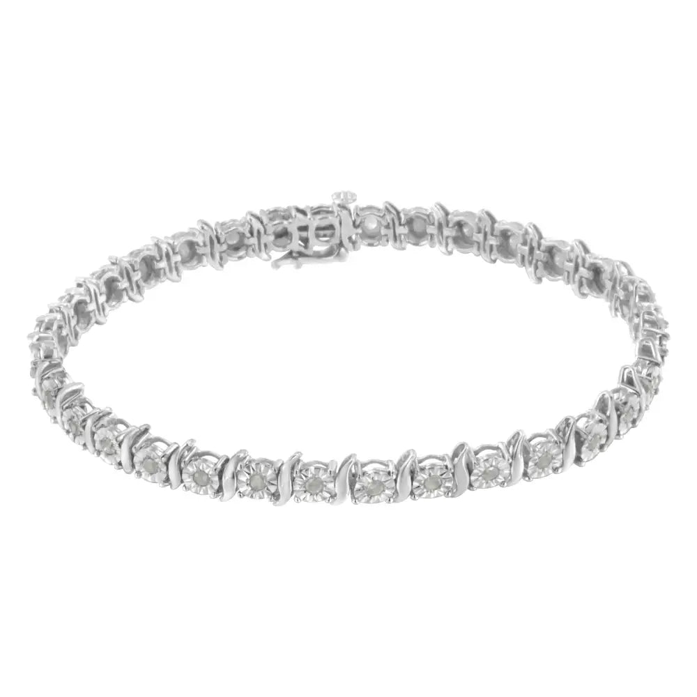 .925 Sterling Silver 1.0 Cttw Diamond S-curve Link Miracle-set Tennis Bracelet (i-j Color I3 Clarity) - Fine Jewelry