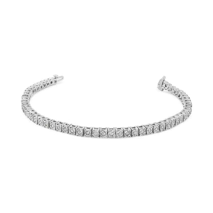 .925 Sterling Silver 1.0 Cttw Diamond Square Frame Miracle-set Tennis Bracelet (i-j Color I3 Clarity) - 8’’ - Fine