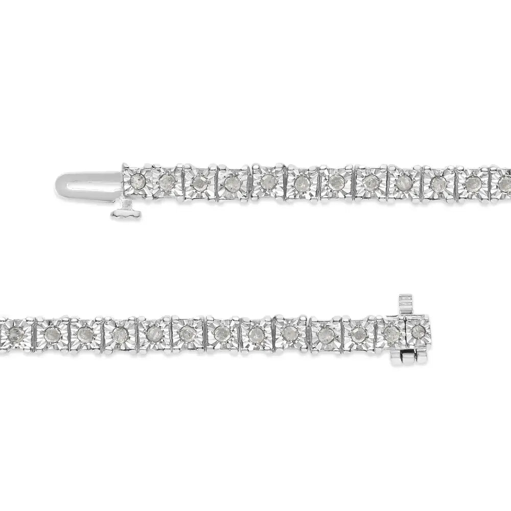 .925 Sterling Silver 1.0 Cttw Diamond Square Frame Miracle-set Tennis Bracelet (i-j Color I3 Clarity) - 8’’ - Fine