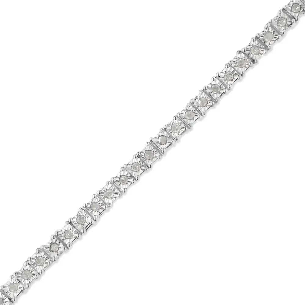 .925 Sterling Silver 1.0 Cttw Diamond Square Frame Miracle-set Tennis Bracelet (i-j Color I3 Clarity) - 8’’ - Fine