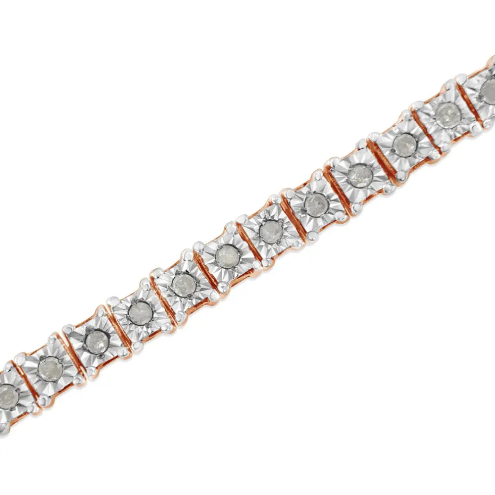 .925 Sterling Silver 1.0 Cttw Diamond Square Frame Miracle-set Tennis Bracelet (i-j Color I3 Clarity) - 8’’ - Fine