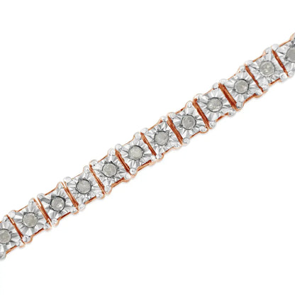 .925 Sterling Silver 1.0 Cttw Diamond Square Frame Miracle-set Tennis Bracelet (i-j Color I3 Clarity) - 8’’ - Fine