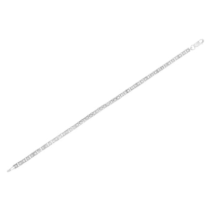 .925 Sterling Silver 1.0 Cttw Diamond Square Hybrid Link 7’’ Tennis Bracelet (i-j Color I2-i3 Clarity) - Fine