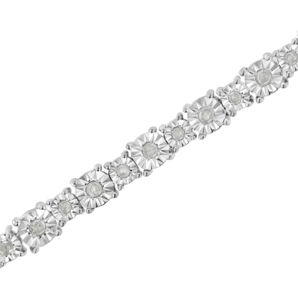 .925 Sterling Silver 1.0 Cttw Miracle-set Diamond Alternating Graduated Link Tennis Bracelet (i-j Color I3 Clarity)