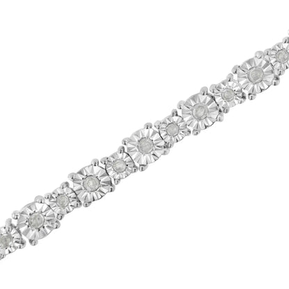 .925 Sterling Silver 1.0 Cttw Miracle-set Diamond Alternating Graduated Link Tennis Bracelet (i-j Color I3 Clarity)