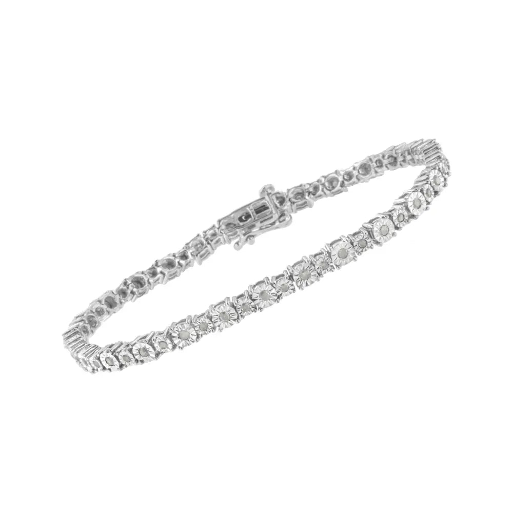 .925 Sterling Silver 1.0 Cttw Miracle-set Diamond Alternating Graduated Link Tennis Bracelet (i-j Color I3 Clarity)