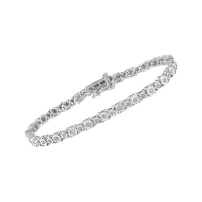 .925 Sterling Silver 1.0 Cttw Miracle-set Diamond Alternating Graduated Link Tennis Bracelet (i-j Color I3 Clarity)