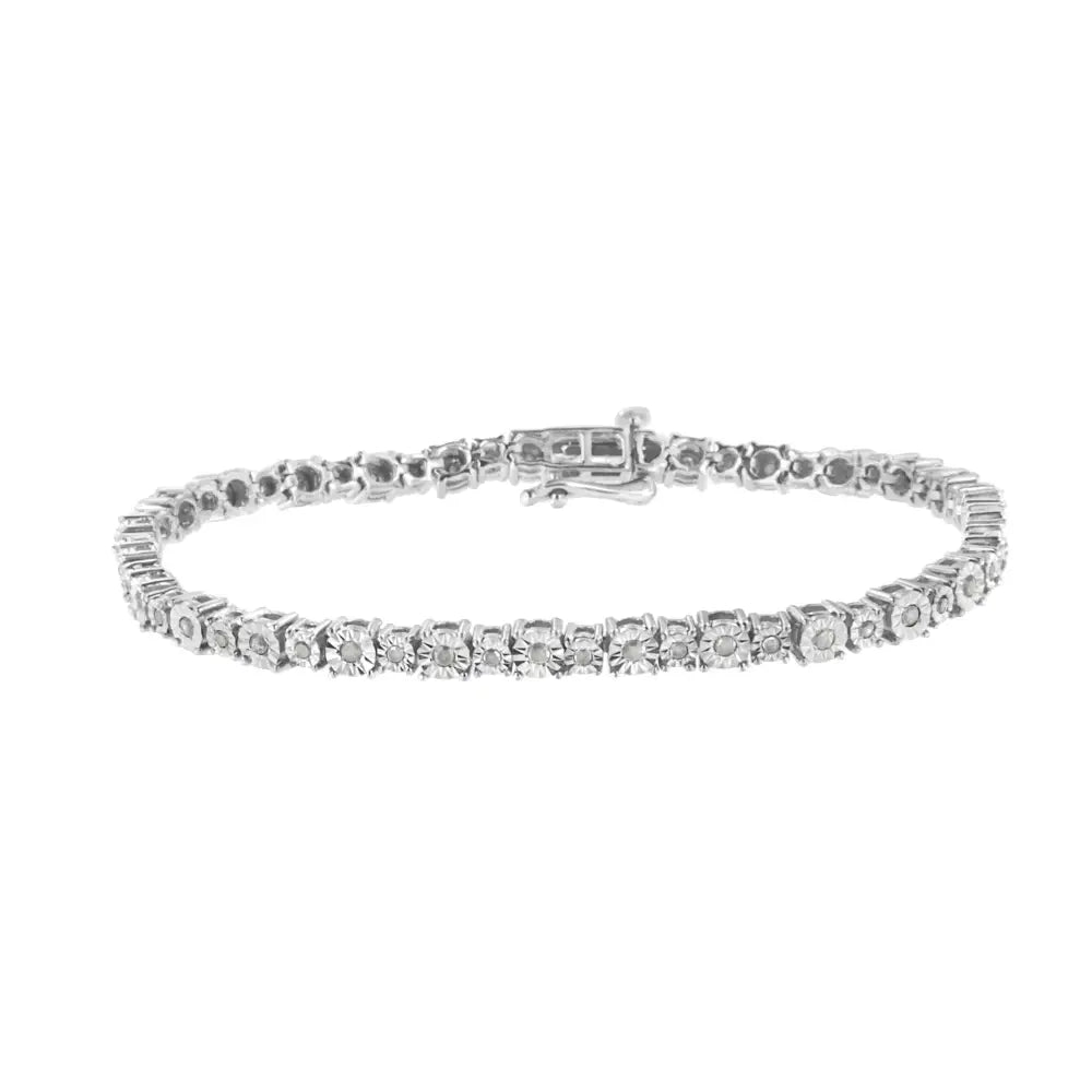 .925 Sterling Silver 1.0 Cttw Miracle-set Diamond Alternating Graduated Link Tennis Bracelet (i-j Color I3 Clarity)