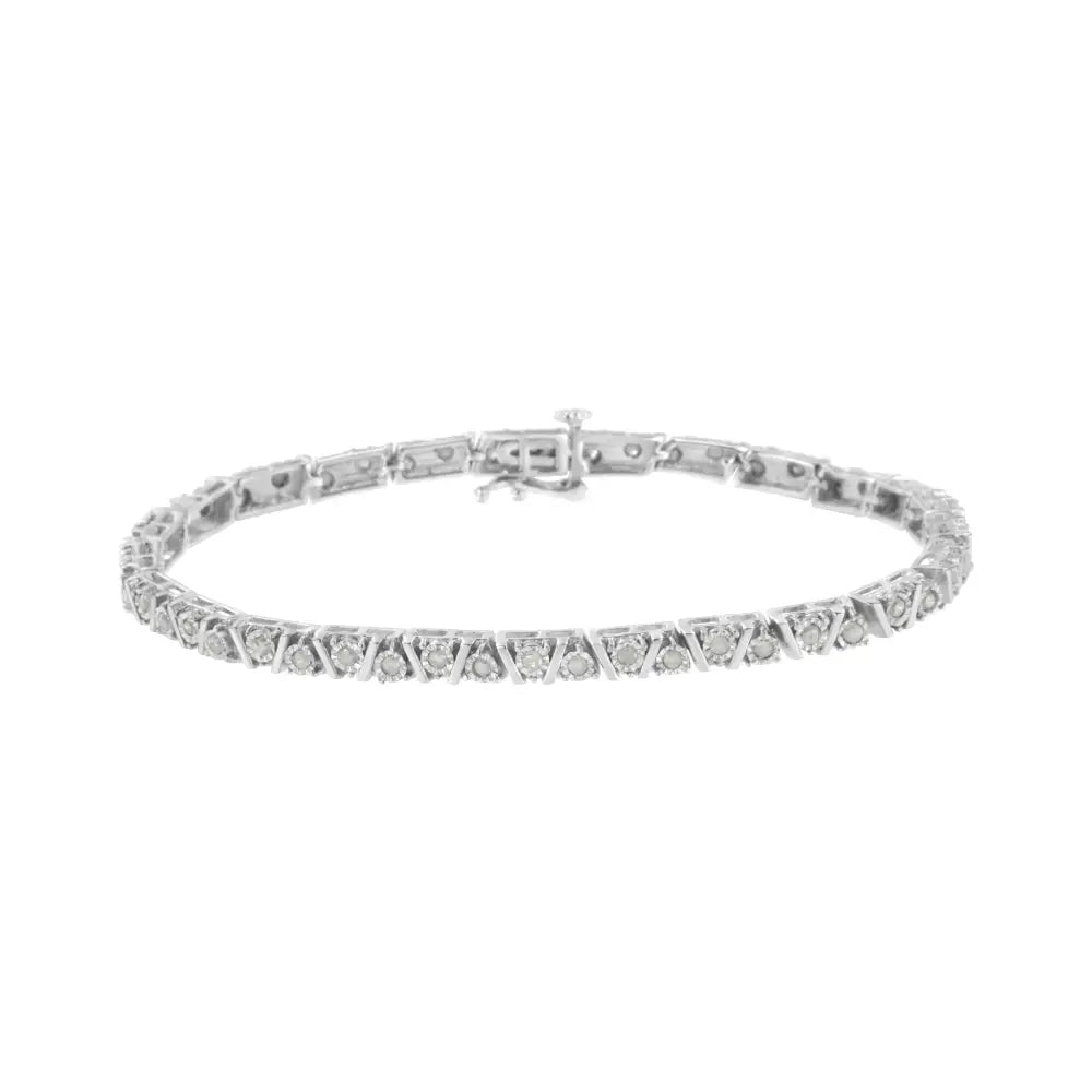 .925 Sterling Silver 1.0 Cttw Miracle-set Diamond Tennis Bracelet (i-j Color I3 Clarity) - 7.25’’ - Fine Jewelry