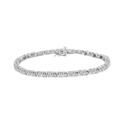 .925 Sterling Silver 1.0 Cttw Miracle-set Diamond Tennis Bracelet (i-j Color I3 Clarity) - 7.25’’ - Fine Jewelry