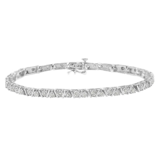 .925 Sterling Silver 1.0 Cttw Miracle-set Diamond Tennis Bracelet (i-j Color I3 Clarity) - 7.25’’ - Fine Jewelry