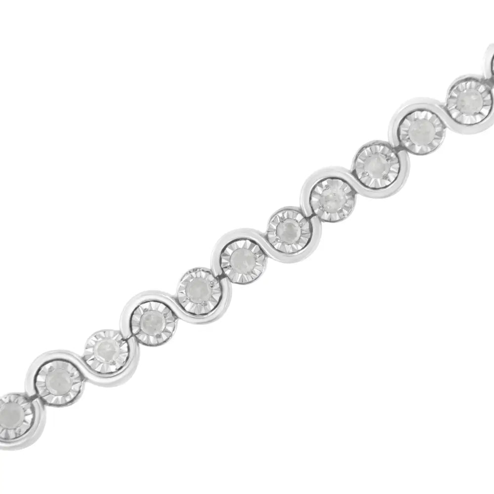 .925 Sterling Silver 1.0 Cttw Miracle-set Diamond ?U’ Link Bracelet(i-j Color I3 Clarity) -7.25’’ - Fine Jewelry