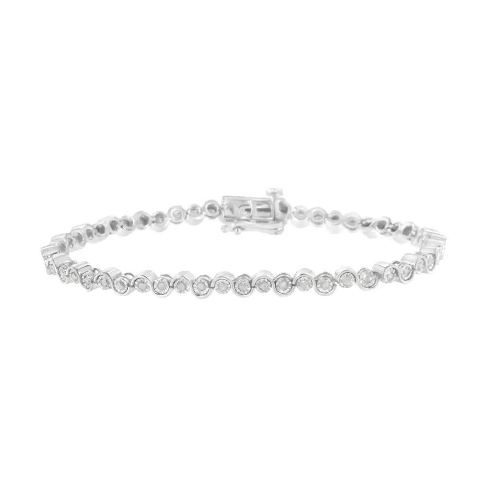 .925 Sterling Silver 1.0 Cttw Miracle-set Diamond ?U’ Link Bracelet(i-j Color I3 Clarity) -7.25’’ - Fine Jewelry