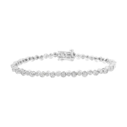 .925 Sterling Silver 1.0 Cttw Miracle-set Diamond ?U’ Link Bracelet(i-j Color I3 Clarity) -7.25’’ - Fine Jewelry