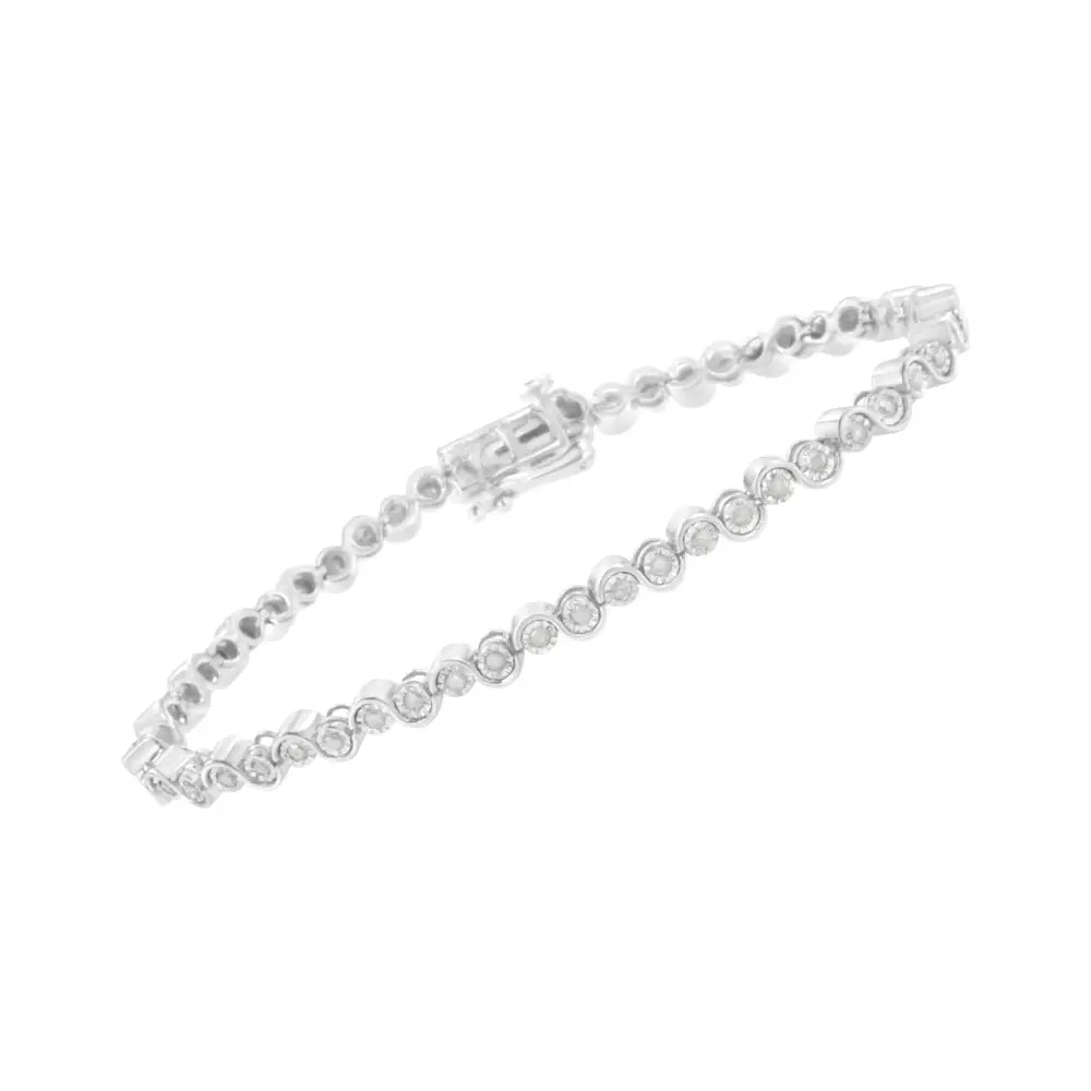 .925 Sterling Silver 1.0 Cttw Miracle-set Diamond ?U’ Link Bracelet(i-j Color I3 Clarity) -7.25’’ - Fine Jewelry