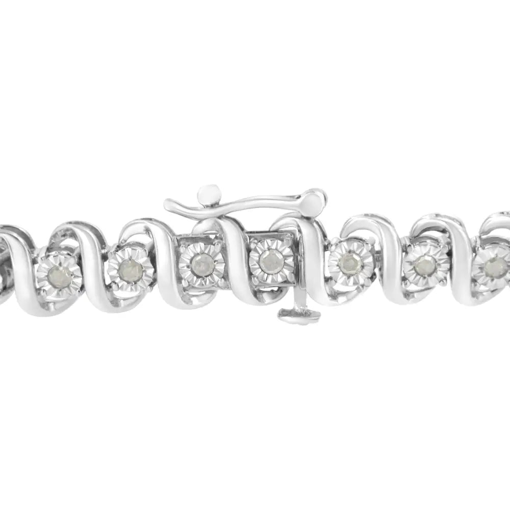 .925 Sterling Silver 1.0 Cttw Miracle-set Round-cut Diamond ?S’ Link Tennis Bracelet (i-j Color I3 Clarity) - Size