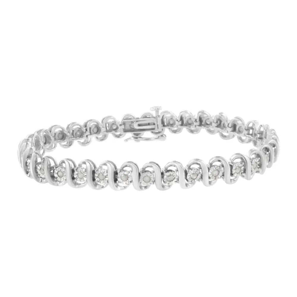 .925 Sterling Silver 1.0 Cttw Miracle-set Round-cut Diamond ?S’ Link Tennis Bracelet (i-j Color I3 Clarity) - Size