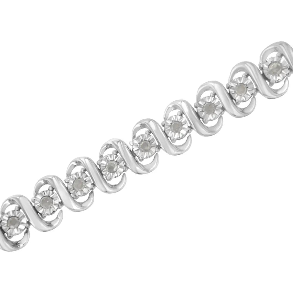 .925 Sterling Silver 1.0 Cttw Miracle-set Round-cut Diamond ?S’ Link Tennis Bracelet (i-j Color I3 Clarity) - Size