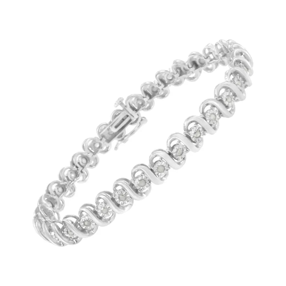 .925 Sterling Silver 1.0 Cttw Miracle-set Round-cut Diamond ?S’ Link Tennis Bracelet (i-j Color I3 Clarity) - Size