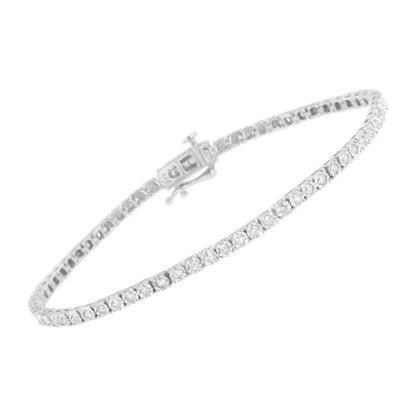 .925 Sterling Silver 1.0 Cttw Miracle Set Round-cut Diamond Tennis Bracelet (i-j Color I3 Clarity) - 7.25’’ - Fine