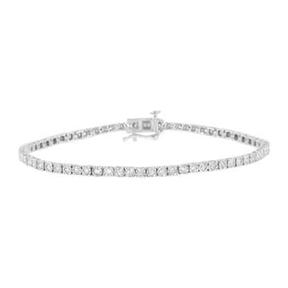 .925 Sterling Silver 1.0 Cttw Miracle Set Round-cut Diamond Tennis Bracelet (i-j Color I3 Clarity) - 7.25’’ - Fine