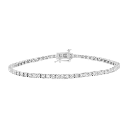 .925 Sterling Silver 1.0 Cttw Miracle Set Round-cut Diamond Tennis Bracelet (i-j Color I3 Clarity) - 7.25’’ - Fine