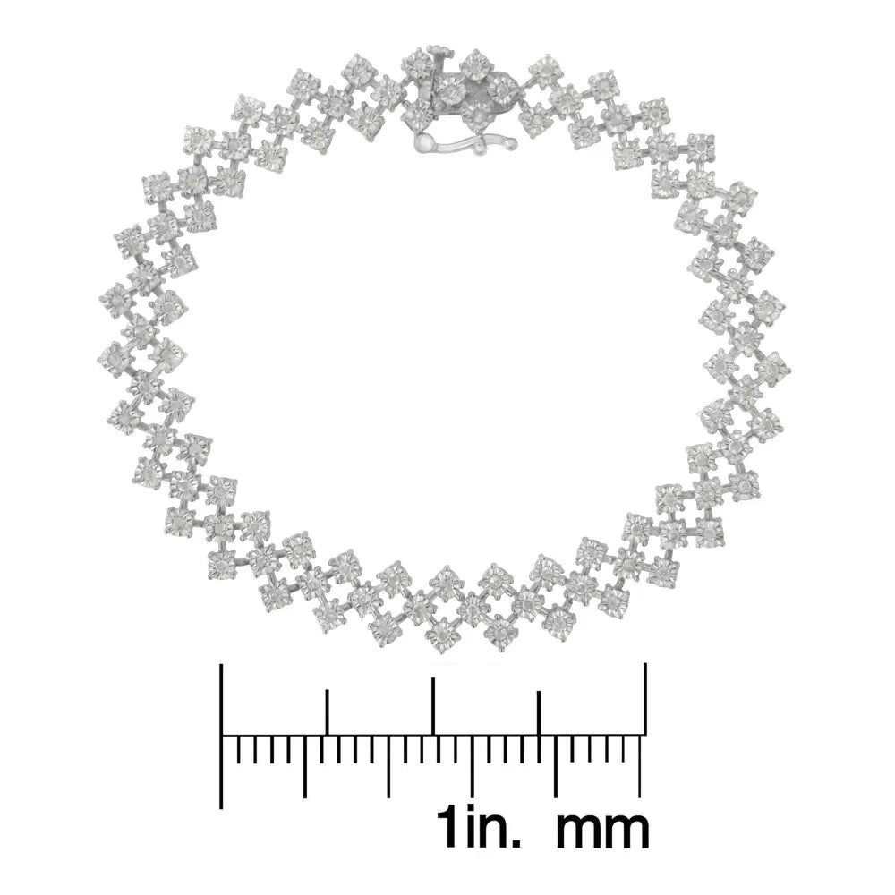 .925 Sterling Silver 1.0 Cttw Miracle-set Round Diamond ?Zig Zag’ Link Bracelet (i-j Color I3 Clarity) -7.25 - Fine