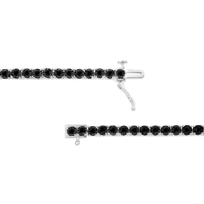 .925 Sterling Silver 1.0 Cttw Miracle-set Treated Black Diamond Round Miracle Plate Tennis Bracelet (black Color I3