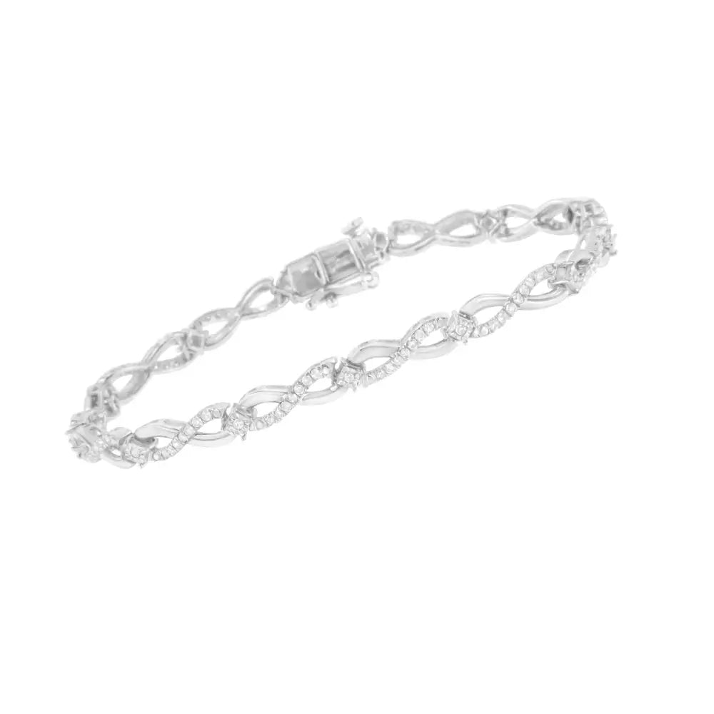 .925 Sterling Silver 1.0 Cttw Prong Set Diamond Infinity Link Bracelet (i-j Color I2-i3 Clarity) - 7.25’’ - Fine