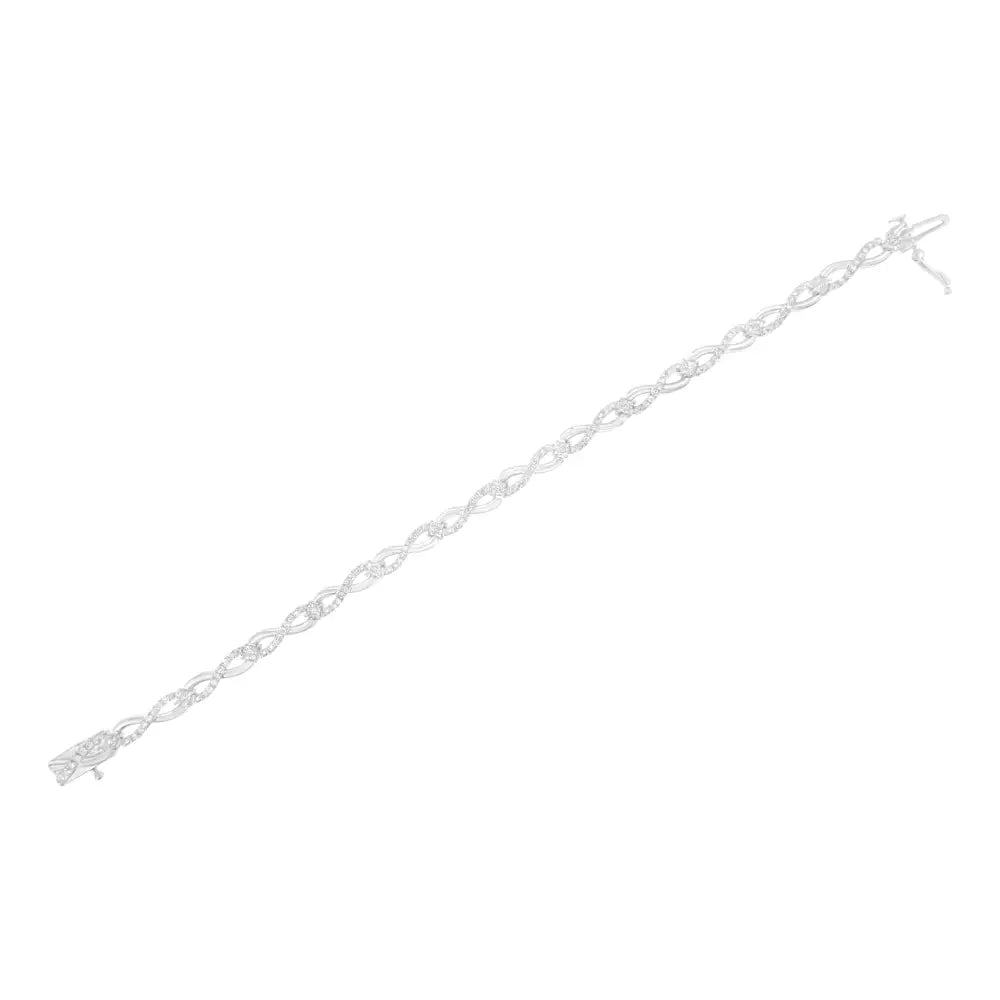 .925 Sterling Silver 1.0 Cttw Prong Set Diamond Infinity Link Bracelet (i-j Color I2-i3 Clarity) - 7.25’’ - Fine