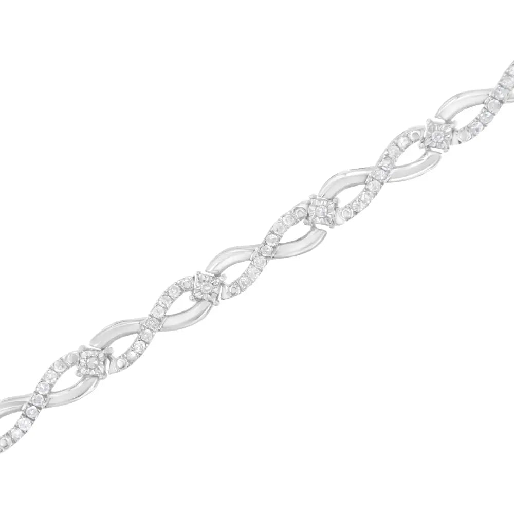 .925 Sterling Silver 1.0 Cttw Prong Set Diamond Infinity Link Bracelet (i-j Color I2-i3 Clarity) - 7.25’’ - Fine