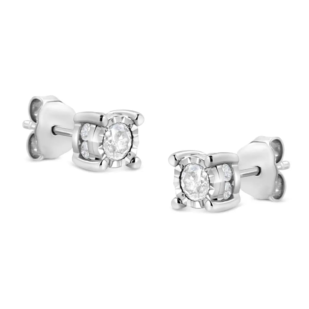 .925 Sterling Silver 1.0 Cttw Round Brilliant-cut Diamond Miracle-set Solitaire Stud Earrings (h-i Color I2-i3 Clarity)