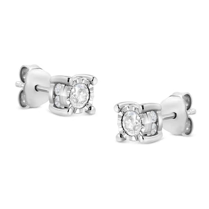 .925 Sterling Silver 1.0 Cttw Round Brilliant-cut Diamond Miracle-set Solitaire Stud Earrings (h-i Color I2-i3 Clarity)