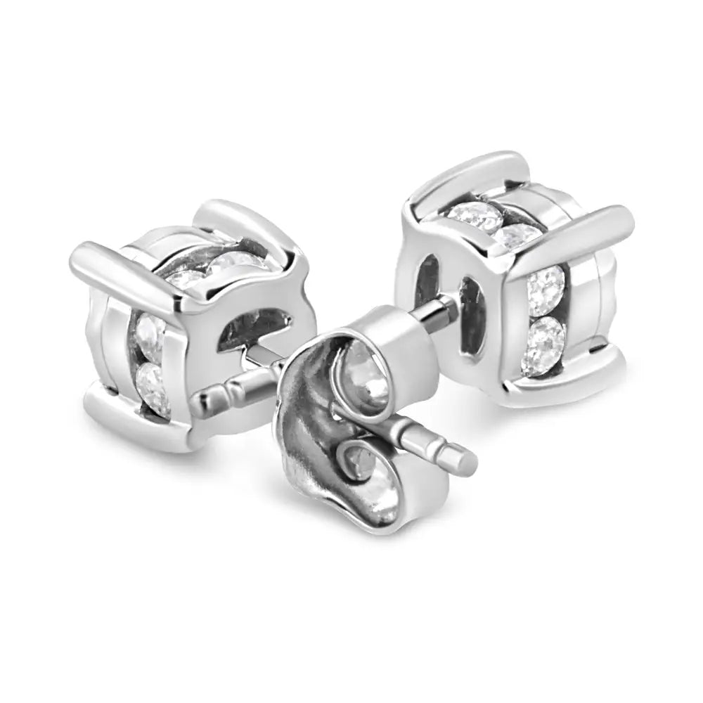 .925 Sterling Silver 1.0 Cttw Round Brilliant-cut Diamond Miracle-set Solitaire Stud Earrings (h-i Color I2-i3 Clarity)