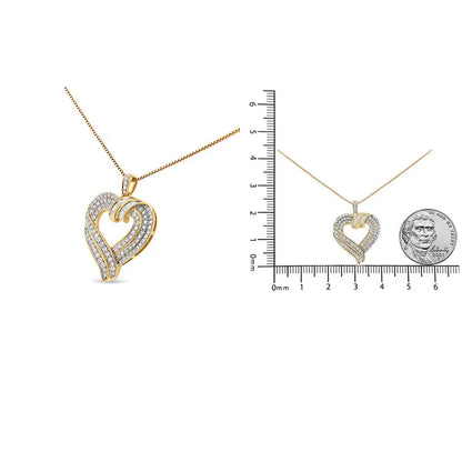 .925 Sterling Silver 1.00 Cttw Baguette Diamond Composite Open Heart 18’’ Inch Pendant Necklace (i-j Color I1-i2