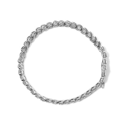 .925 Sterling Silver 1.00 Cttw Diamond C-shaped Link Bracelet (i-j Color I3 Clarity) - Fine Jewelry us Direct