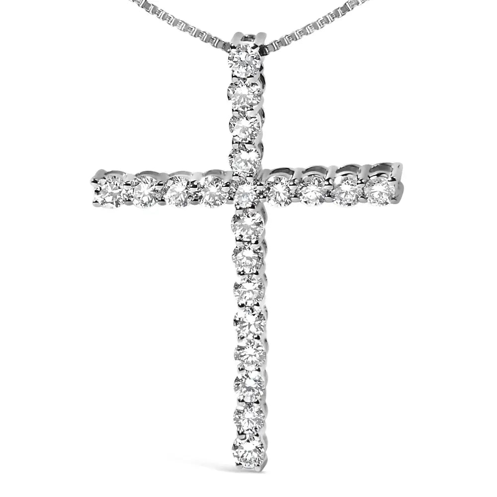 .925 Sterling Silver 1.00 Cttw Lab Grown Diamond Cross Pendant Necklace (f-g Color Vs2-si1 Clarity) - 18 Inch - Fine