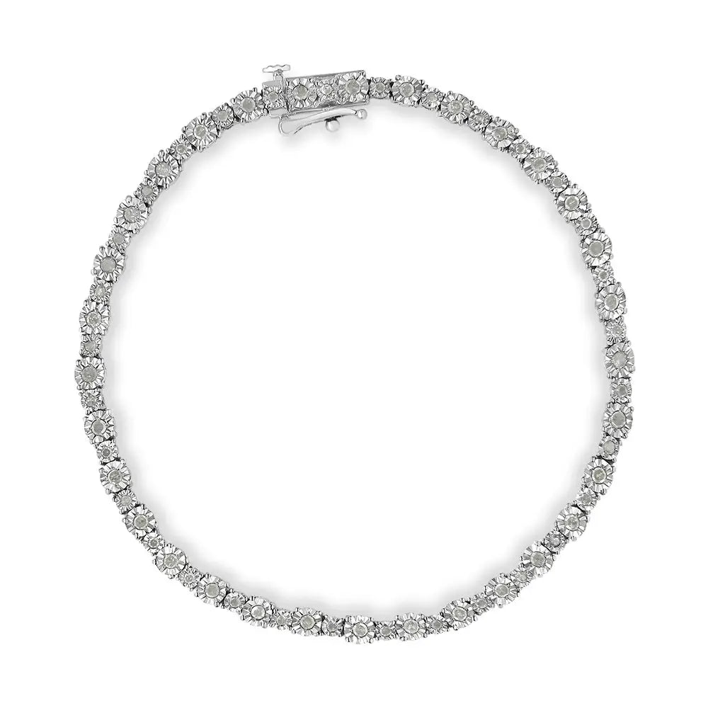 .925 Sterling Silver 1.00 Cttw Round Diamond Miracle-set Link Bracelet (i-j Color I3-promo Clarity) - 7.25’’ - Fine