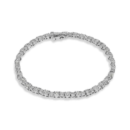 .925 Sterling Silver 1.00 Cttw Round Diamond Miracle-set Link Bracelet (i-j Color I3-promo Clarity) - 7.25’’ - Fine