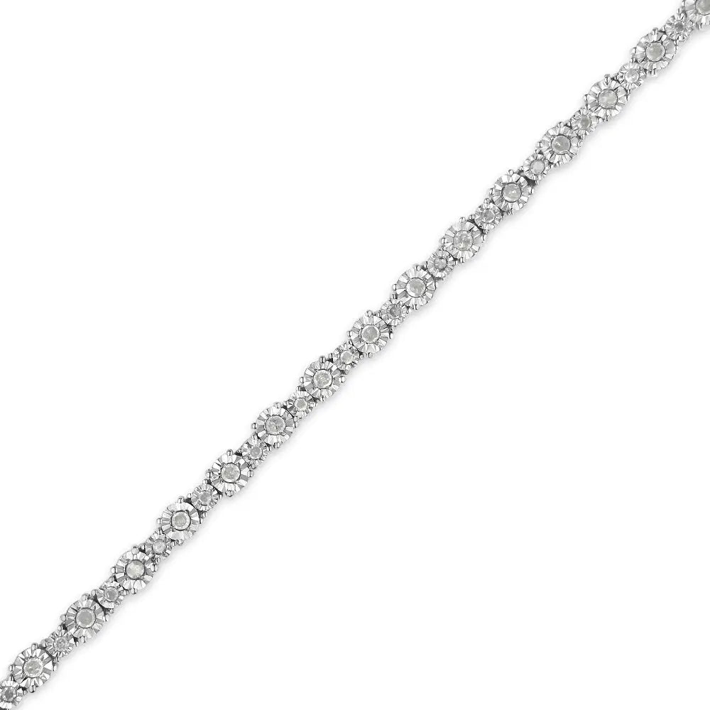 .925 Sterling Silver 1.00 Cttw Round Diamond Miracle-set Link Bracelet (i-j Color I3-promo Clarity) - 7.25’’ - Fine